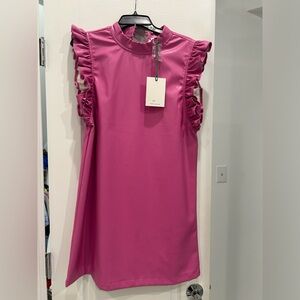 Pleather pink A line dress. Brand new with tags